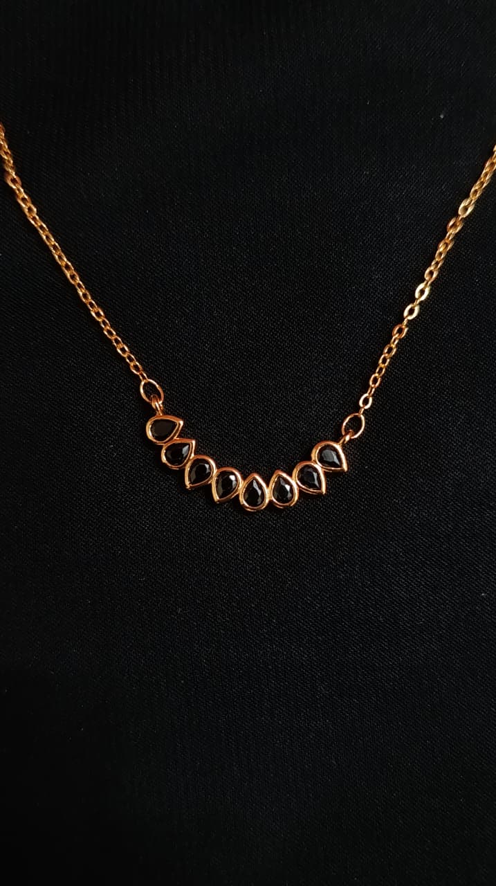 Midnight Teardrop Crescent Necklace